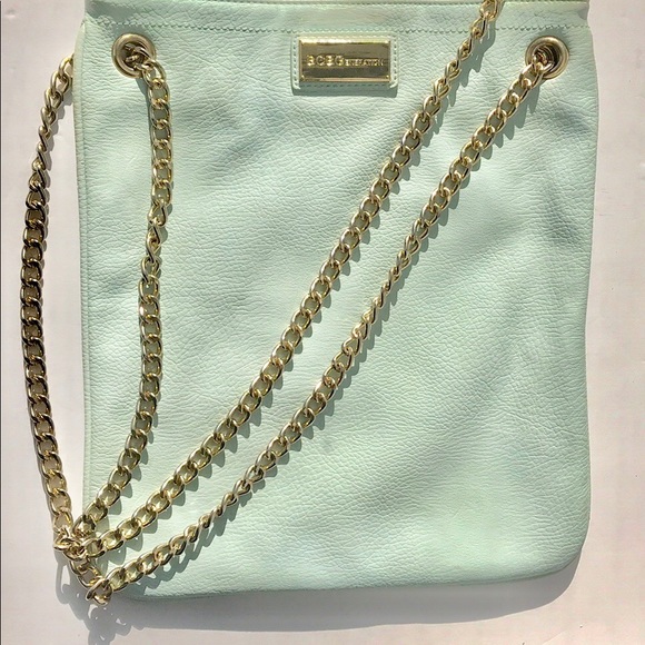 BCBG Mojito Mint Messenger Bag Gold Chain Straps - Picture 2 of 8